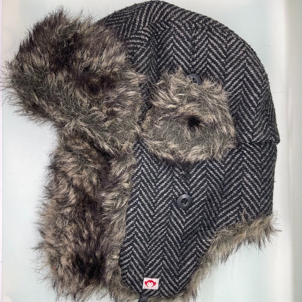 KIDS EAR FLAP FAUX FUR RUSSIAN SKI HAT